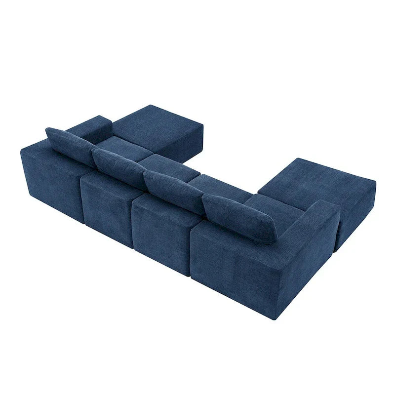 Canapé Sectionnel Modulable en Forme de U, Ensemble Canapé de Sol de Luxe en Chenille
