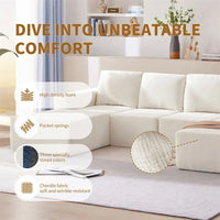 Canapé Sectionnel Modulable en Forme de U, Ensemble Canapé de Sol de Luxe en Chenille