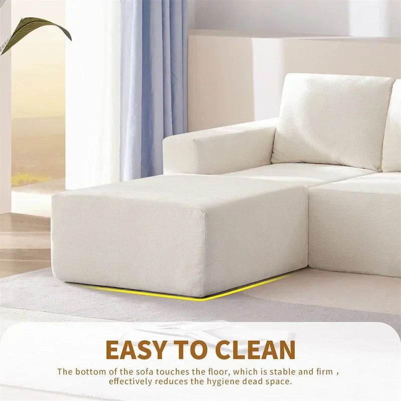 Canapé Sectionnel Modulable en Forme de U, Ensemble Canapé de Sol de Luxe en Chenille