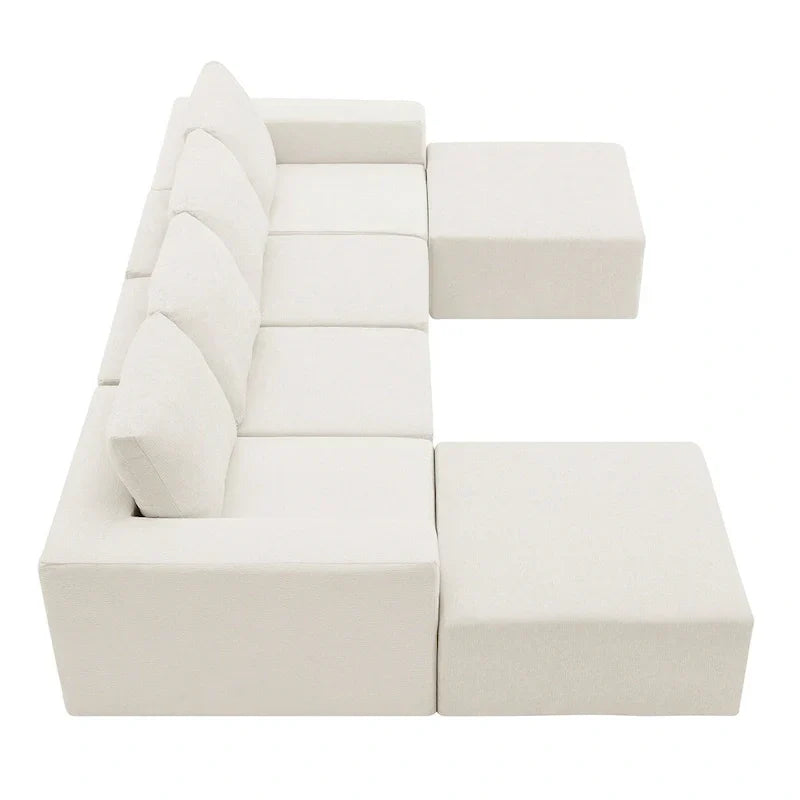 Canapé Sectionnel Modulable en Forme de U, Ensemble Canapé de Sol de Luxe en Chenille