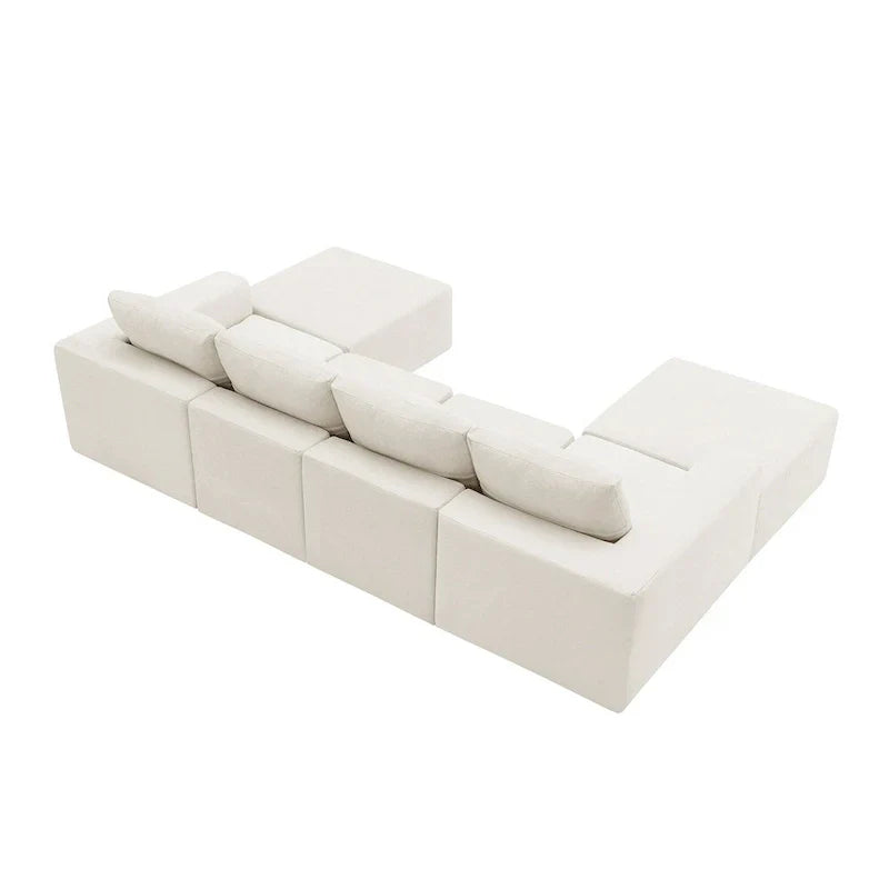 Canapé Sectionnel Modulable en Forme de U, Ensemble Canapé de Sol de Luxe en Chenille