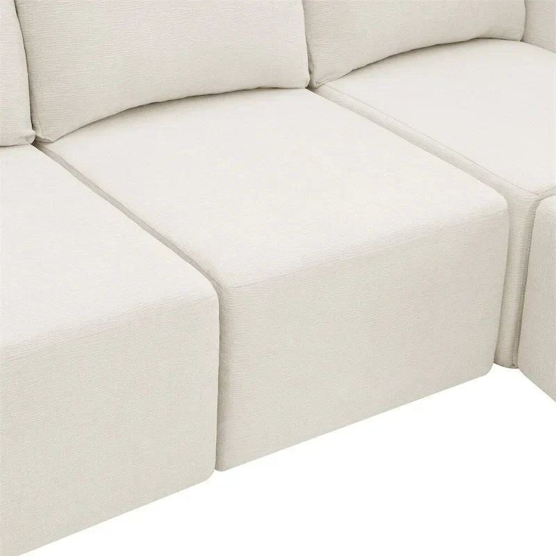 Canapé Sectionnel Modulable en Forme de U, Ensemble Canapé de Sol de Luxe en Chenille