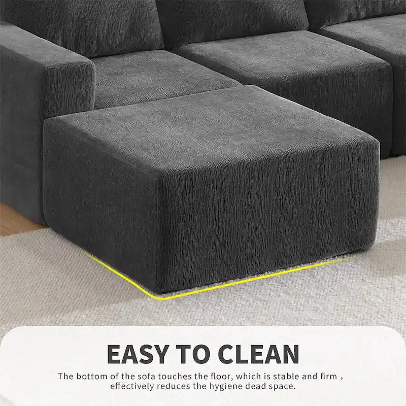 Canapé Sectionnel Modulable en Forme de U, Ensemble Canapé de Sol de Luxe en Chenille