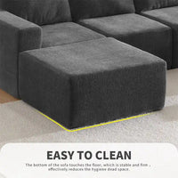 Canapé Sectionnel Modulable en Forme de U, Ensemble Canapé de Sol de Luxe en Chenille