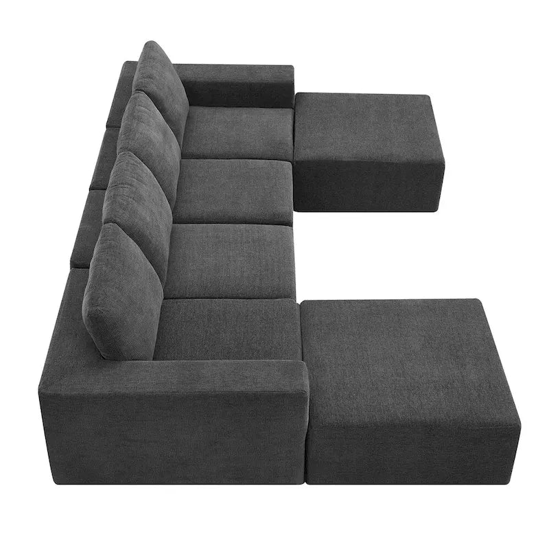 Canapé Sectionnel Modulable en Forme de U, Ensemble Canapé de Sol de Luxe en Chenille