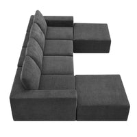 Canapé Sectionnel Modulable en Forme de U, Ensemble Canapé de Sol de Luxe en Chenille