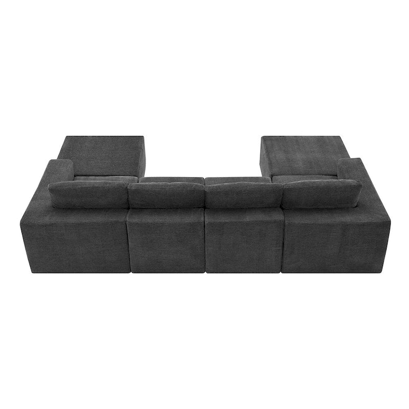 Canapé Sectionnel Modulable en Forme de U, Ensemble Canapé de Sol de Luxe en Chenille