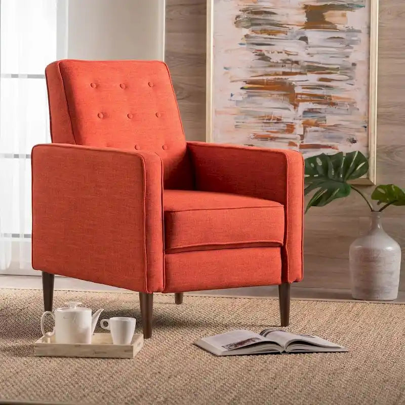 Fauteuil inclinable moderne mid-century en tissu avec pieds en bouleau par Christopher Knight Home