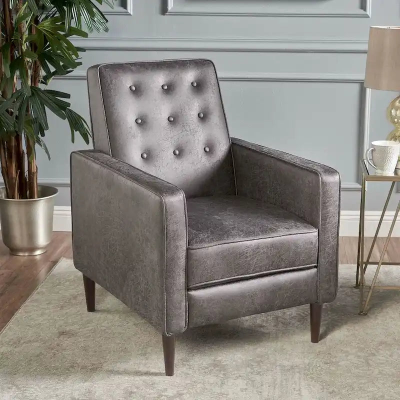 Fauteuil inclinable moderne mid-century en tissu avec pieds en bouleau par Christopher Knight Home