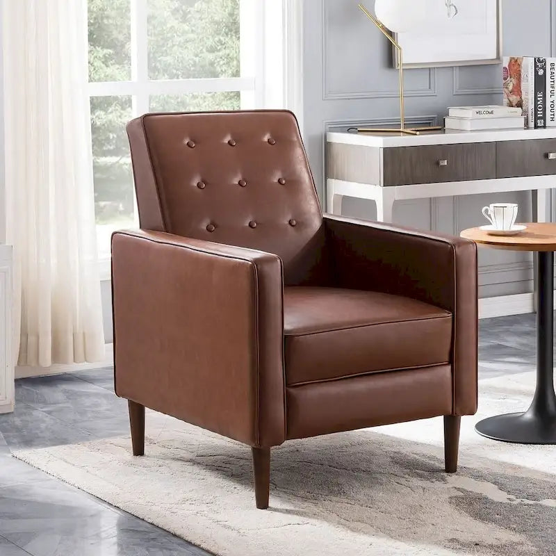 Fauteuil inclinable moderne mid-century en tissu avec pieds en bouleau par Christopher Knight Home