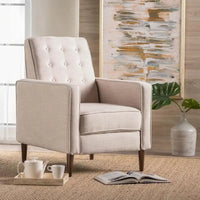 Fauteuil inclinable moderne mid-century en tissu avec pieds en bouleau par Christopher Knight Home