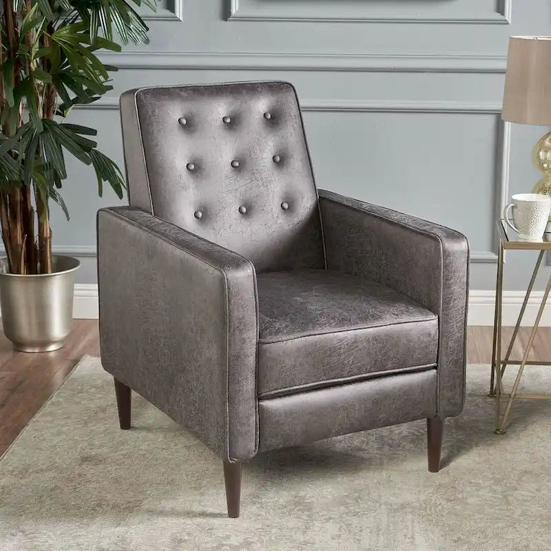 Fauteuil inclinable moderne mid-century en tissu avec pieds en bouleau par Christopher Knight Home