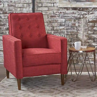 Fauteuil inclinable moderne mid-century en tissu avec pieds en bouleau par Christopher Knight Home