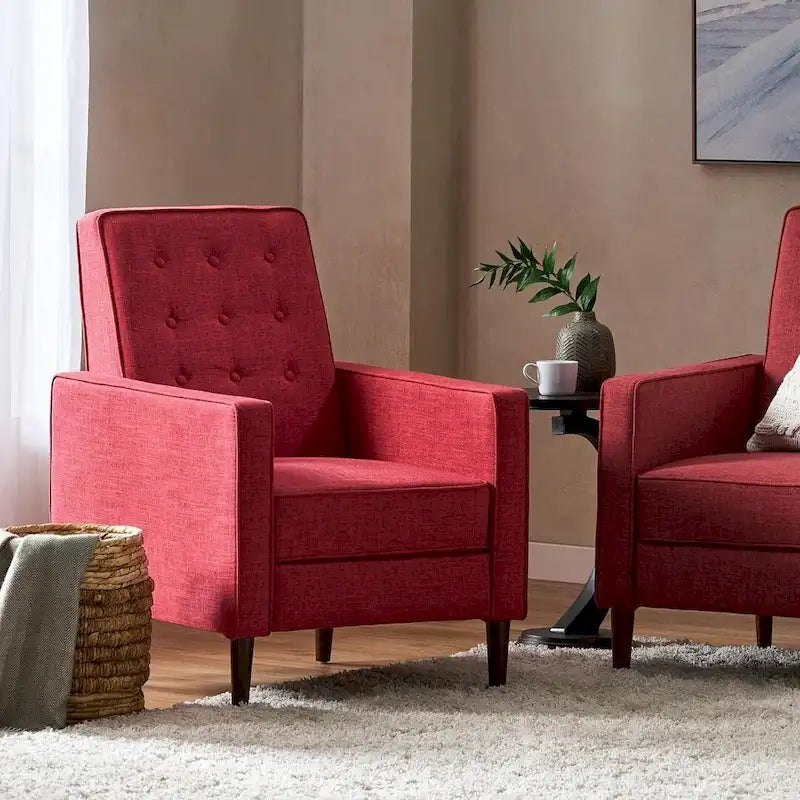 Fauteuil inclinable moderne mid-century en tissu avec pieds en bouleau par Christopher Knight Home