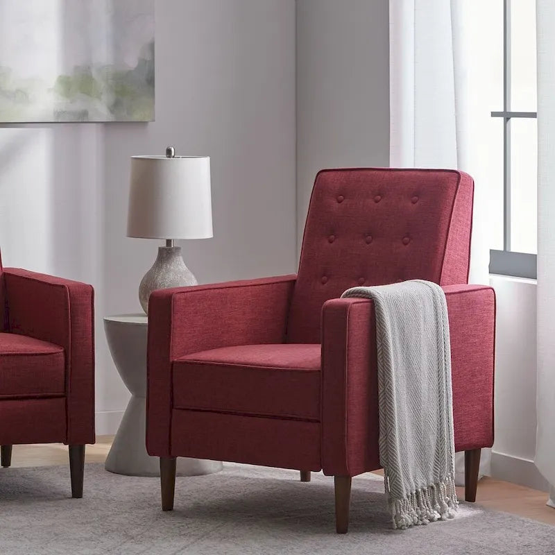 Fauteuil inclinable moderne mid-century en tissu avec pieds en bouleau par Christopher Knight Home
