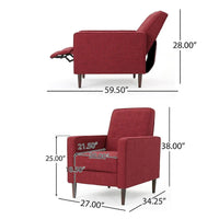 Fauteuil inclinable moderne mid-century en tissu avec pieds en bouleau par Christopher Knight Home