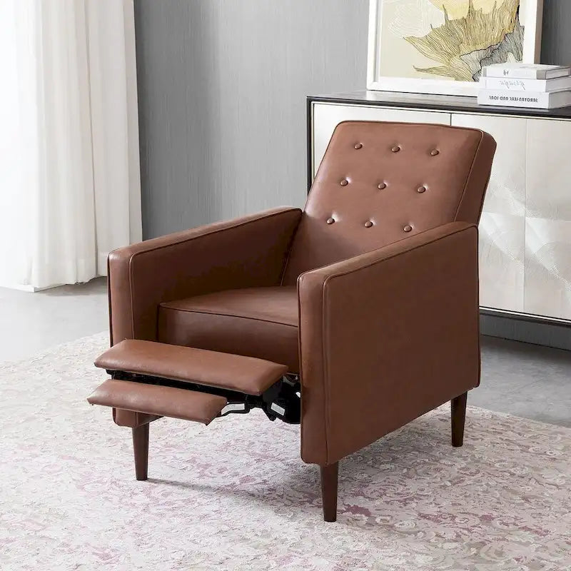 Fauteuil inclinable moderne mid-century en tissu avec pieds en bouleau par Christopher Knight Home
