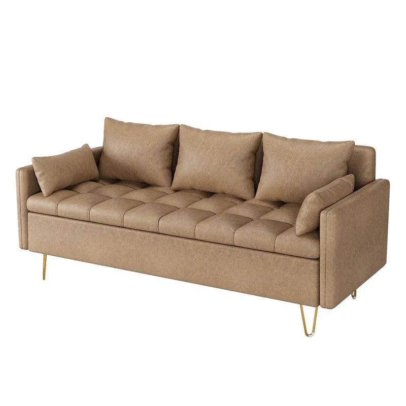 Canapé 3 places en cuir GIMMYFIVE avec coussin, canapé de salon