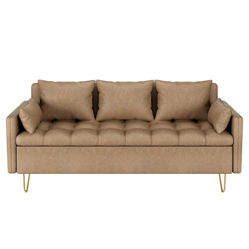 Canapé 3 places en cuir GIMMYFIVE avec coussin, canapé de salon