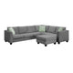 Canapé Sectionnel Modulable 7 Places Forme L 112 pouces avec Pouf et Trois Coussins - 112L x 87P x 33H pouces