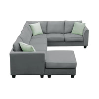 Canapé Sectionnel Modulable 7 Places Forme L 112 pouces avec Pouf et Trois Coussins - 112L x 87P x 33H pouces