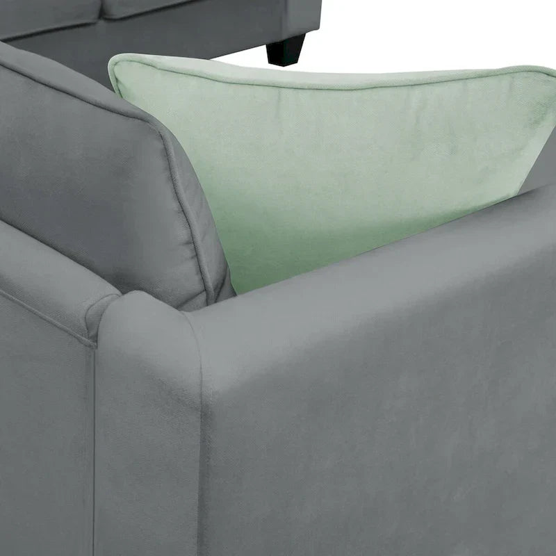 Canapé Sectionnel Modulable 7 Places Forme L 112 pouces avec Pouf et Trois Coussins - 112L x 87P x 33H pouces