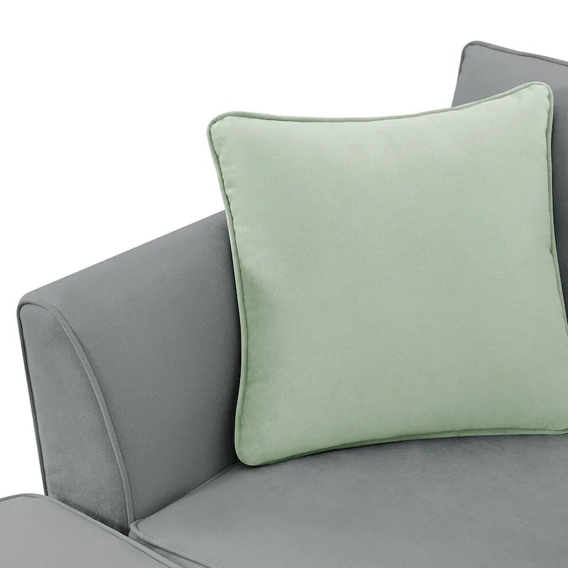 Canapé Sectionnel Modulable 7 Places Forme L 112 pouces avec Pouf et Trois Coussins - 112L x 87P x 33H pouces