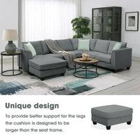 Canapé Sectionnel Modulable 7 Places Forme L 112 pouces avec Pouf et Trois Coussins - 112L x 87P x 33H pouces