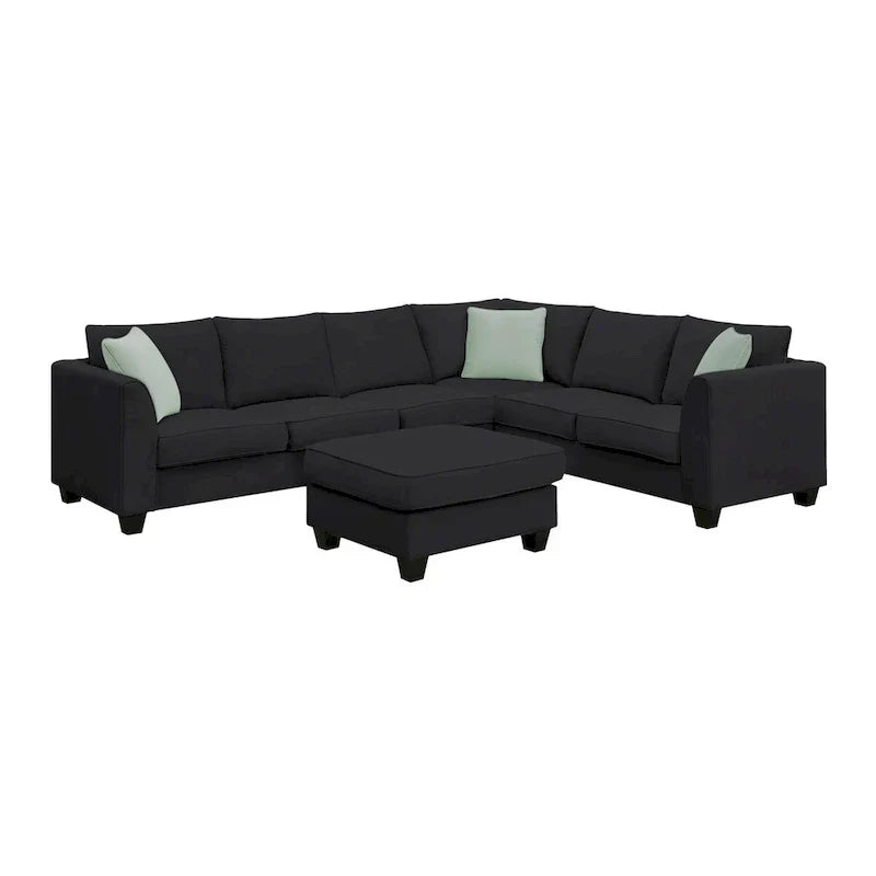 Canapé Sectionnel Modulable 7 Places Forme L 112 pouces avec Pouf et Trois Coussins - 112L x 87P x 33H pouces