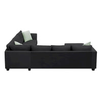 Canapé Sectionnel Modulable 7 Places Forme L 112 pouces avec Pouf et Trois Coussins - 112L x 87P x 33H pouces