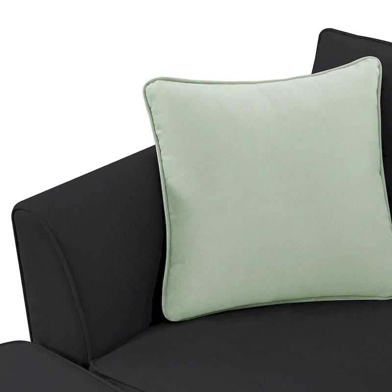Canapé Sectionnel Modulable 7 Places Forme L 112 pouces avec Pouf et Trois Coussins - 112L x 87P x 33H pouces