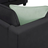 Canapé Sectionnel Modulable 7 Places Forme L 112 pouces avec Pouf et Trois Coussins - 112L x 87P x 33H pouces