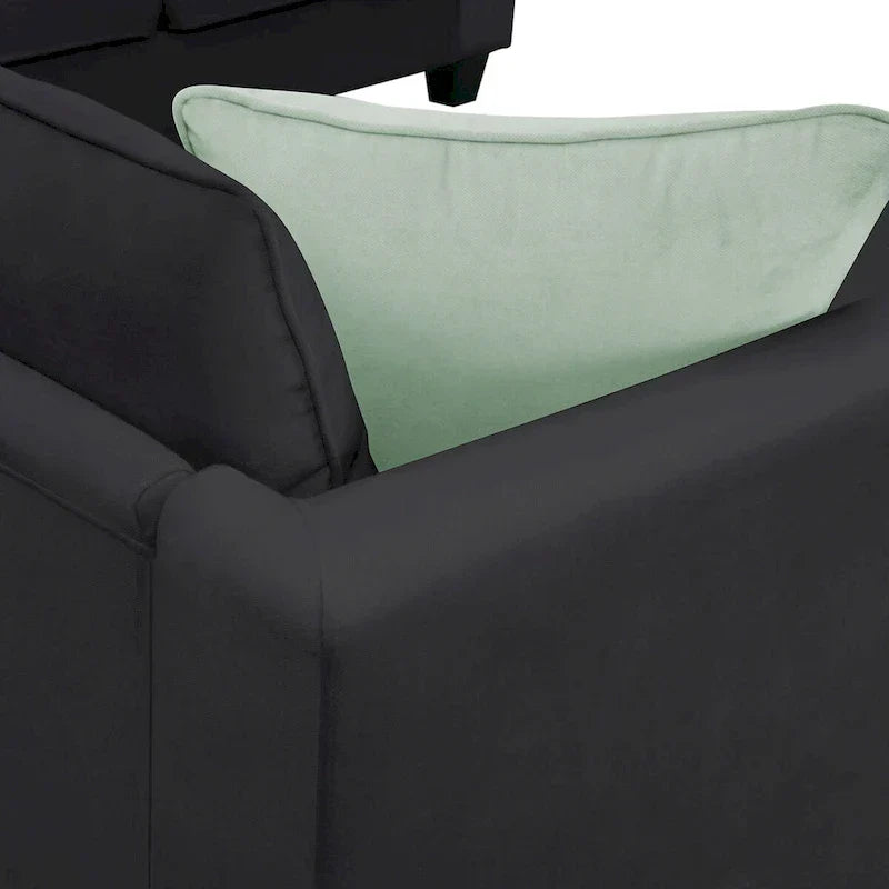 Canapé Sectionnel Modulable 7 Places Forme L 112 pouces avec Pouf et Trois Coussins - 112L x 87P x 33H pouces