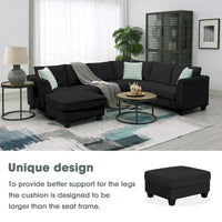 Canapé Sectionnel Modulable 7 Places Forme L 112 pouces avec Pouf et Trois Coussins - 112L x 87P x 33H pouces