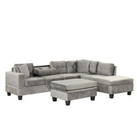 Canapé sectionnel moderne en L 104.5 pouces avec pouf de rangement et méridienne réversible - 104.5L x 74.5P x 33.5H