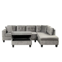 Canapé sectionnel moderne en L 104.5 pouces avec pouf de rangement et méridienne réversible - 104.5L x 74.5P x 33.5H