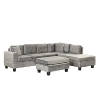 Canapé sectionnel moderne en L 104.5 pouces avec pouf de rangement et méridienne réversible - 104.5L x 74.5P x 33.5H