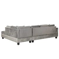 Canapé sectionnel moderne en L 104.5 pouces avec pouf de rangement et méridienne réversible - 104.5L x 74.5P x 33.5H