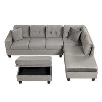 Canapé sectionnel moderne en L 104.5 pouces avec pouf de rangement et méridienne réversible - 104.5L x 74.5P x 33.5H