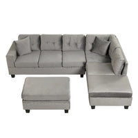 Canapé sectionnel moderne en L 104.5 pouces avec pouf de rangement et méridienne réversible - 104.5L x 74.5P x 33.5H