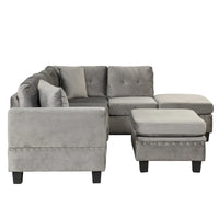 Canapé sectionnel moderne en L 104.5 pouces avec pouf de rangement et méridienne réversible - 104.5L x 74.5P x 33.5H