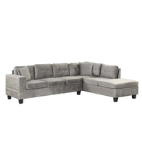Canapé sectionnel moderne en L 104.5 pouces avec pouf de rangement et méridienne réversible - 104.5L x 74.5P x 33.5H