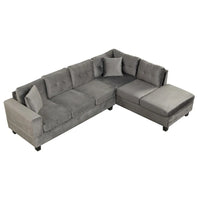 Canapé sectionnel moderne en L 104.5 pouces avec pouf de rangement et méridienne réversible - 104.5L x 74.5P x 33.5H