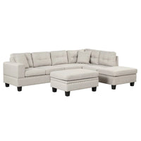 Canapé sectionnel moderne en L 104.5 pouces avec pouf de rangement et méridienne réversible - 104.5L x 74.5P x 33.5H