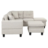 Canapé sectionnel moderne en L 104.5 pouces avec pouf de rangement et méridienne réversible - 104.5L x 74.5P x 33.5H