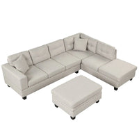 Canapé sectionnel moderne en L 104.5 pouces avec pouf de rangement et méridienne réversible - 104.5L x 74.5P x 33.5H