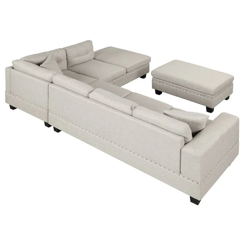 Canapé sectionnel moderne en L 104.5 pouces avec pouf de rangement et méridienne réversible - 104.5L x 74.5P x 33.5H