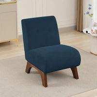 Fauteuil d'appoint sans accoudoirs en velours côtelé avec pieds en bois massif et assise rembourrée