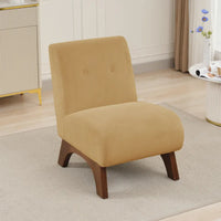 Fauteuil d'appoint sans accoudoirs en velours côtelé avec pieds en bois massif et assise rembourrée