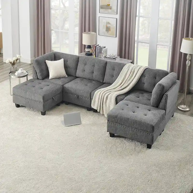 Canapé sectionnel modulable à combinaison DIY, gris